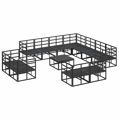 Garden Sofa Set with Cushion 12 pcs Black Aluminium