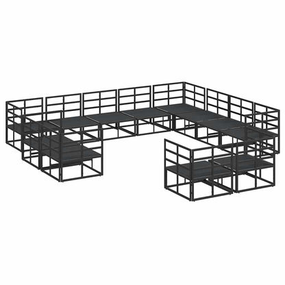 Garden Sofa Set with Cushion 12 pcs Black Aluminium