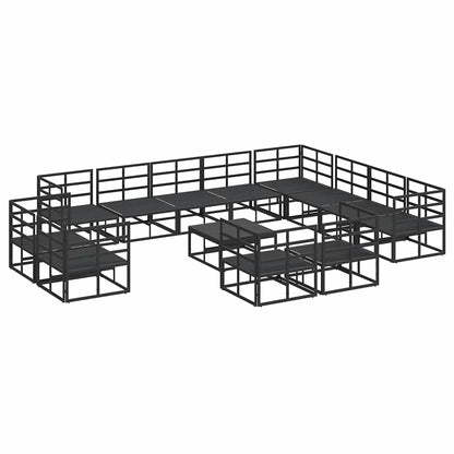 Garden Sofa Set with Cushion 13 pcs Black Aluminium