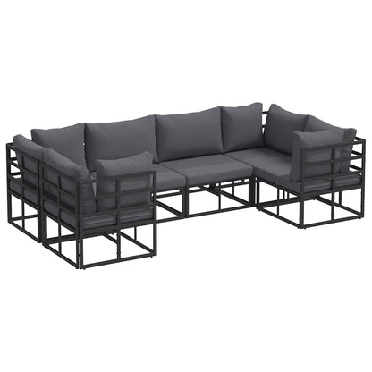 Garden Sofa Set with Cushion 6 pcs Black Aluminium