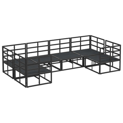 Garden Sofa Set with Cushion 6 pcs Black Aluminium