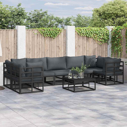 Garden Sofa Set with Cushion 7 pcs Black Aluminium