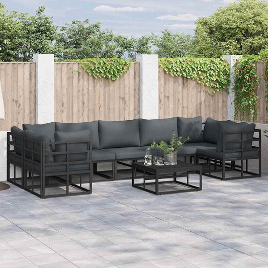 Garden Sofa Set with Cushion 7 pcs Black Aluminium