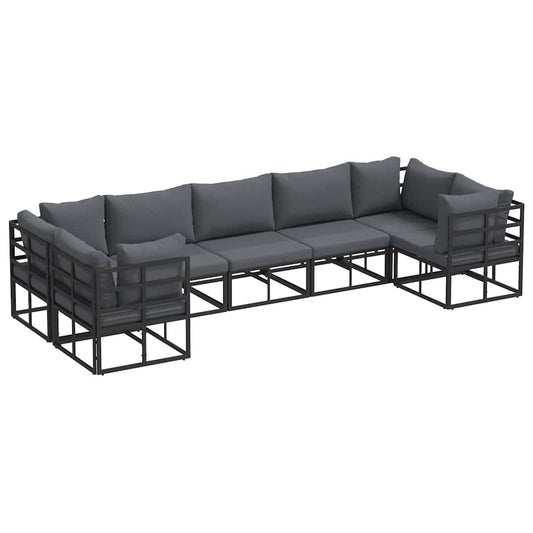 Garden Sofa Set with Cushion 7 pcs Black Aluminium