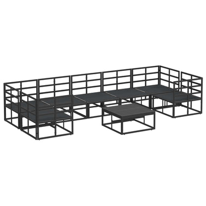 Garden Sofa Set with Cushion 8 pcs Black Aluminium