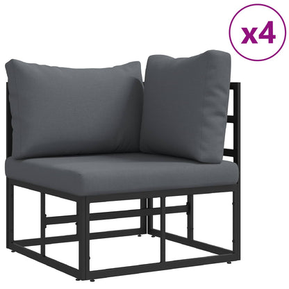 Garden Sofa Set with Cushion 8 pcs Black Aluminium