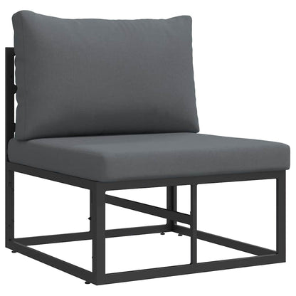Garden Sofa Set with Cushion 6 pcs Black Steel