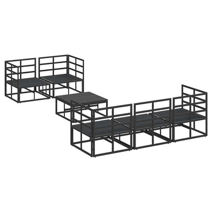 Garden Sofa Set with Cushion 6 pcs Black Steel