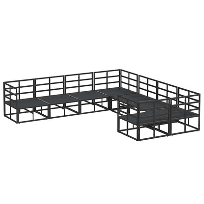 Garden Sofa Set with Cushion 8 pcs Black Steel