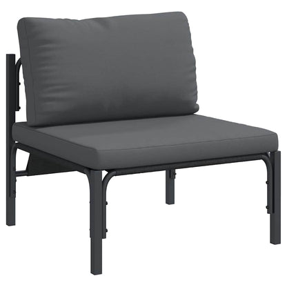 Garden Sofa Set with Cushion 6 pcs Black Steel