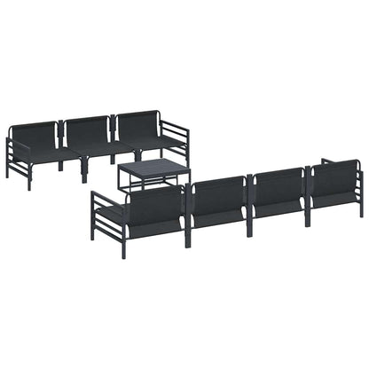 Garden Sofa Set with Cushion 8 pcs Black Steel