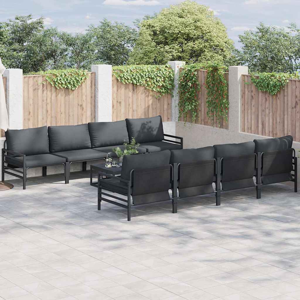 Garden Sofa Set 9 pcs Black Steel