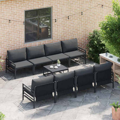 Garden Sofa Set 9 pcs Black Steel