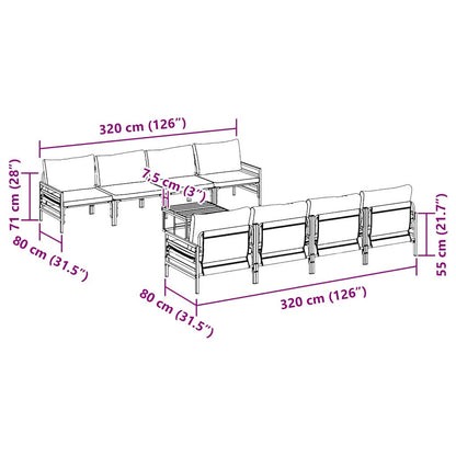 Garden Sofa Set with Cushion 9 pcs Black Steel