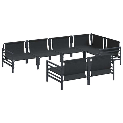 Garden Sofa Set with Cushion 7 pcs Black Steel