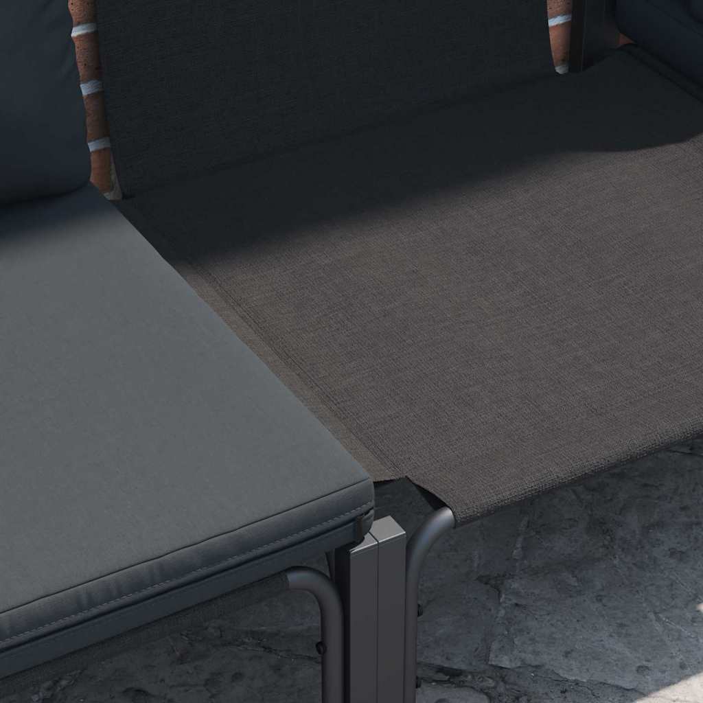 Garden Sofa Set with Cushion 3 pcs Black Steel