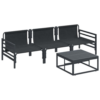 Garden Sofa Set with Cushion 4 pcs Black Steel