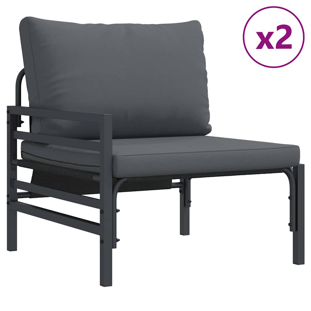 Garden Sofa Set with Cushion 4 pcs Black Steel