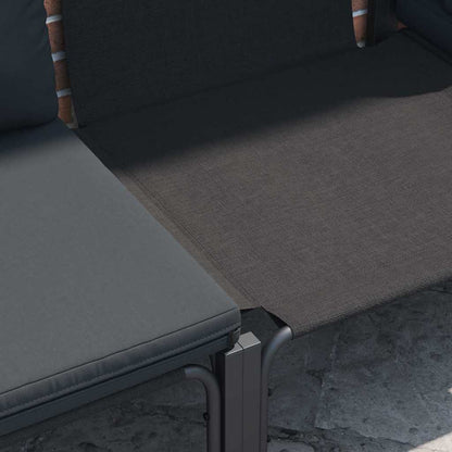 Garden Sofa Set with Cushion 4 pcs Black Steel