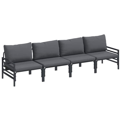 Garden Sofa Set with Cushion 4 pcs Black Steel