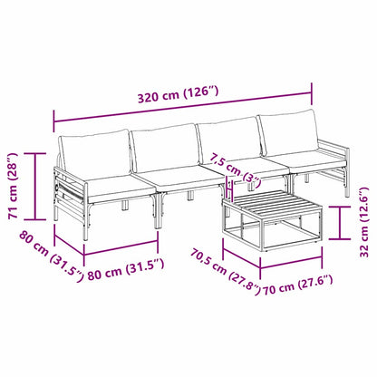 Garden Sofa Set with Cushion 5 pcs Black Steel