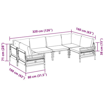 Garden Sofa Set with Cushion 6 pcs Black Steel