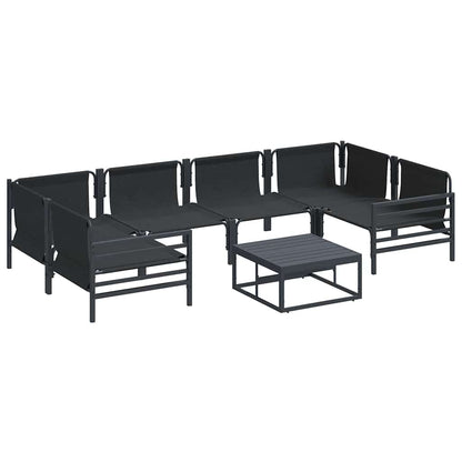 Garden Sofa Set with Cushion 7 pcs Black Steel