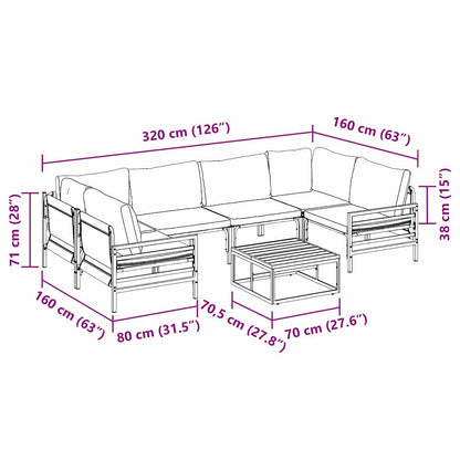 Garden Sofa Set with Cushion 7 pcs Black Steel