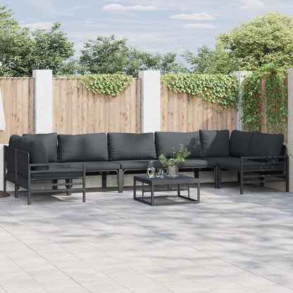 Garden Sofa Set 7 pcs Black Steel