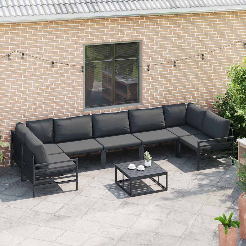 Garden Sofa Set 7 pcs Black Steel