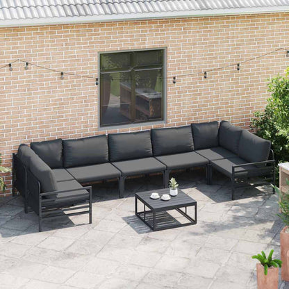 Garden Sofa Set 7 pcs Black Steel