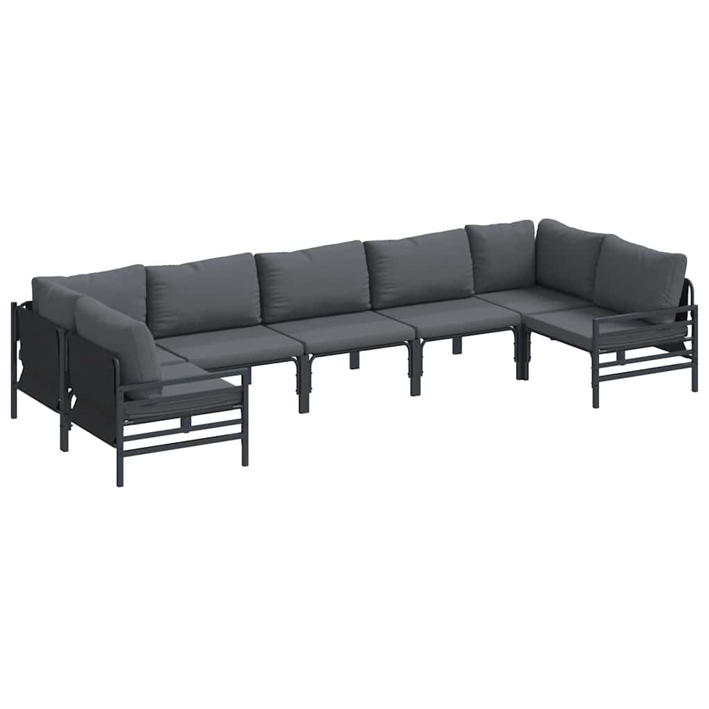 Garden Sofa Set 7 pcs Black Steel