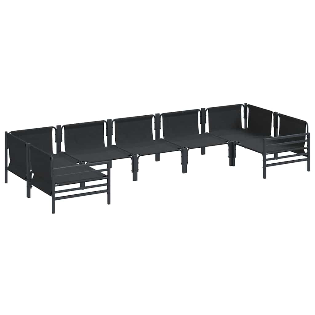 Garden Sofa Set 7 pcs Black Steel