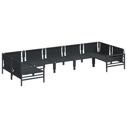 Garden Sofa Set 7 pcs Black Steel