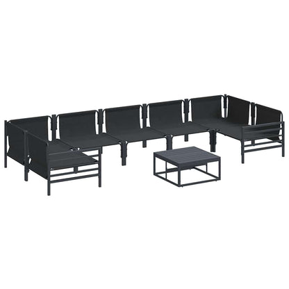 Garden Sofa Set with Cushion 8 pcs Black Steel