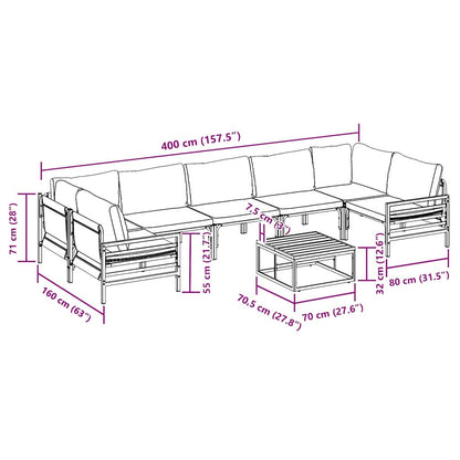 Garden Sofa Set with Cushion 8 pcs Black Steel