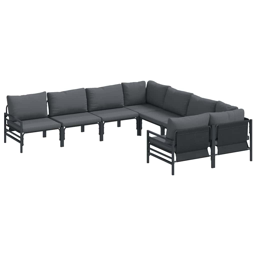 Garden Sofa Set 8 pcs Black Steel