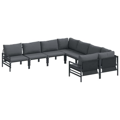 Garden Sofa Set 8 pcs Black Steel
