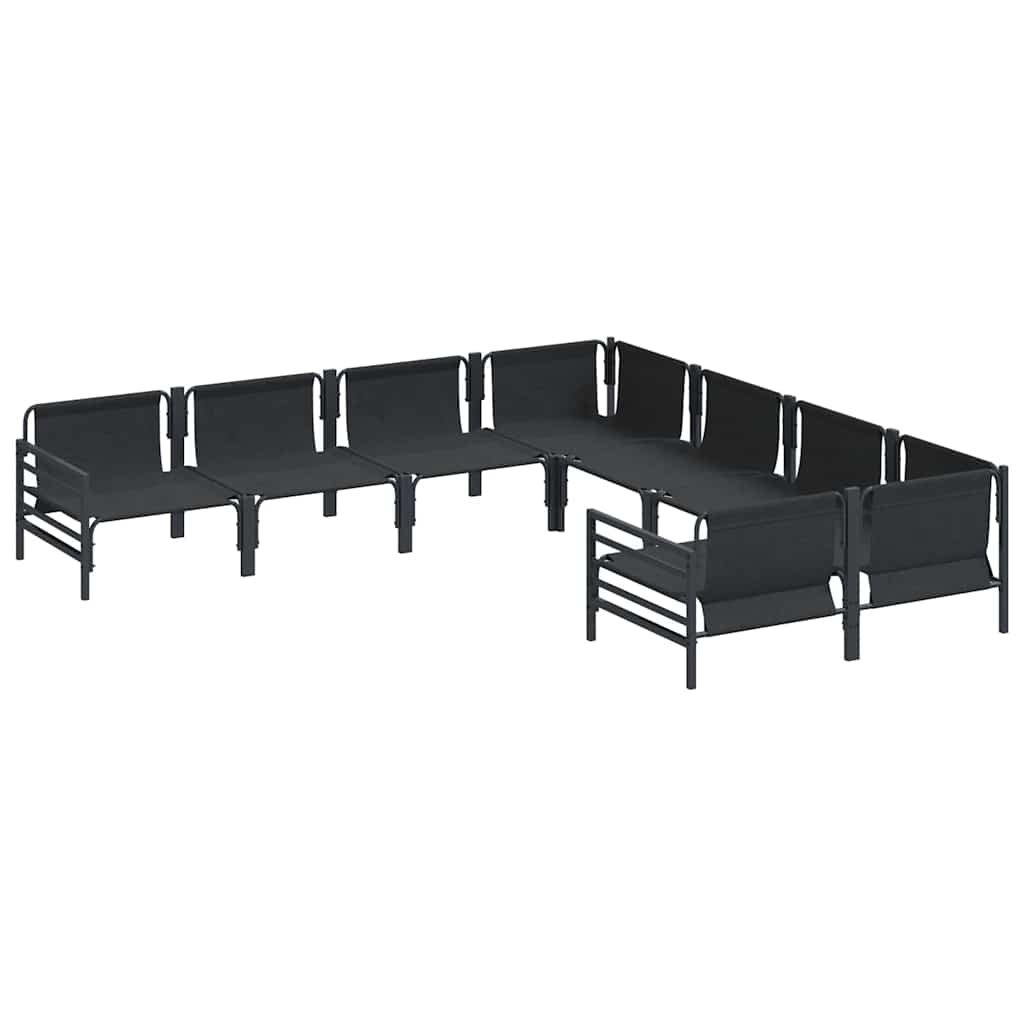 Garden Sofa Set 8 pcs Black Steel