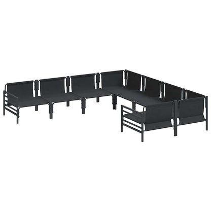 Garden Sofa Set 8 pcs Black Steel