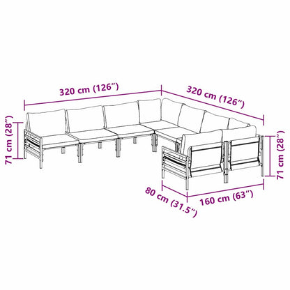Garden Sofa Set with Cushion 8 pcs Black Steel