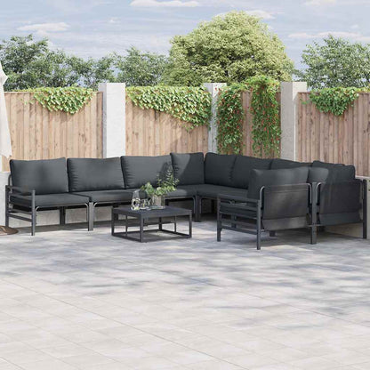 Garden Sofa Set 9 pcs Black Steel