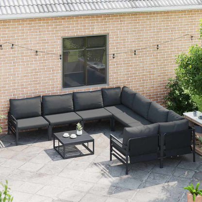 Garden Sofa Set 9 pcs Black Steel