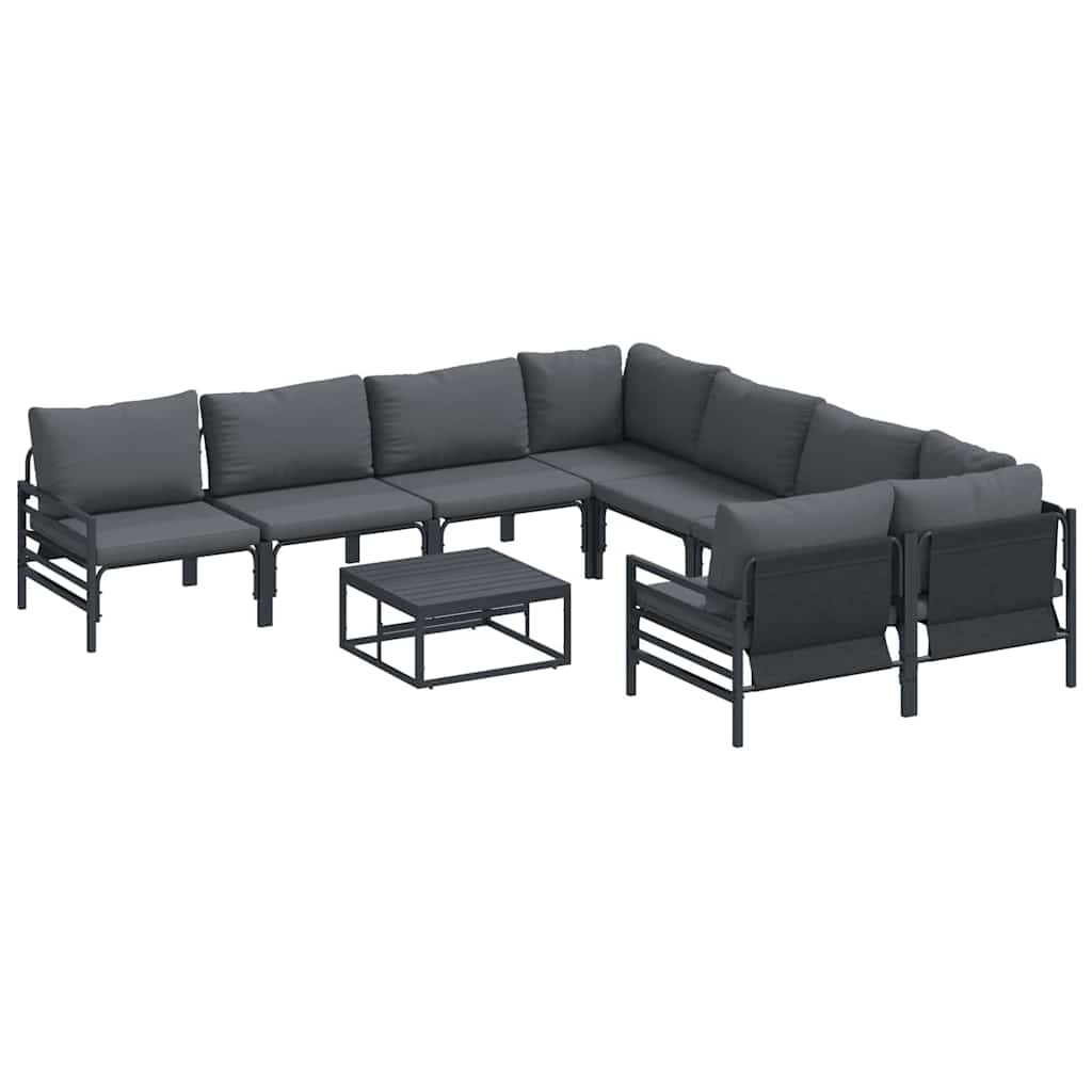 Garden Sofa Set 9 pcs Black Steel