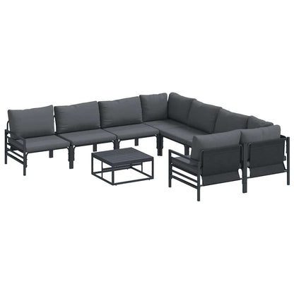Garden Sofa Set 9 pcs Black Steel