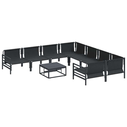 Garden Sofa Set 9 pcs Black Steel