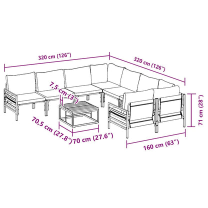 Garden Sofa Set with Cushion 9 pcs Black Steel