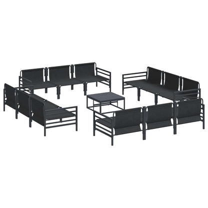 Garden Sofa Set with Cushion 13 pcs Black Steel