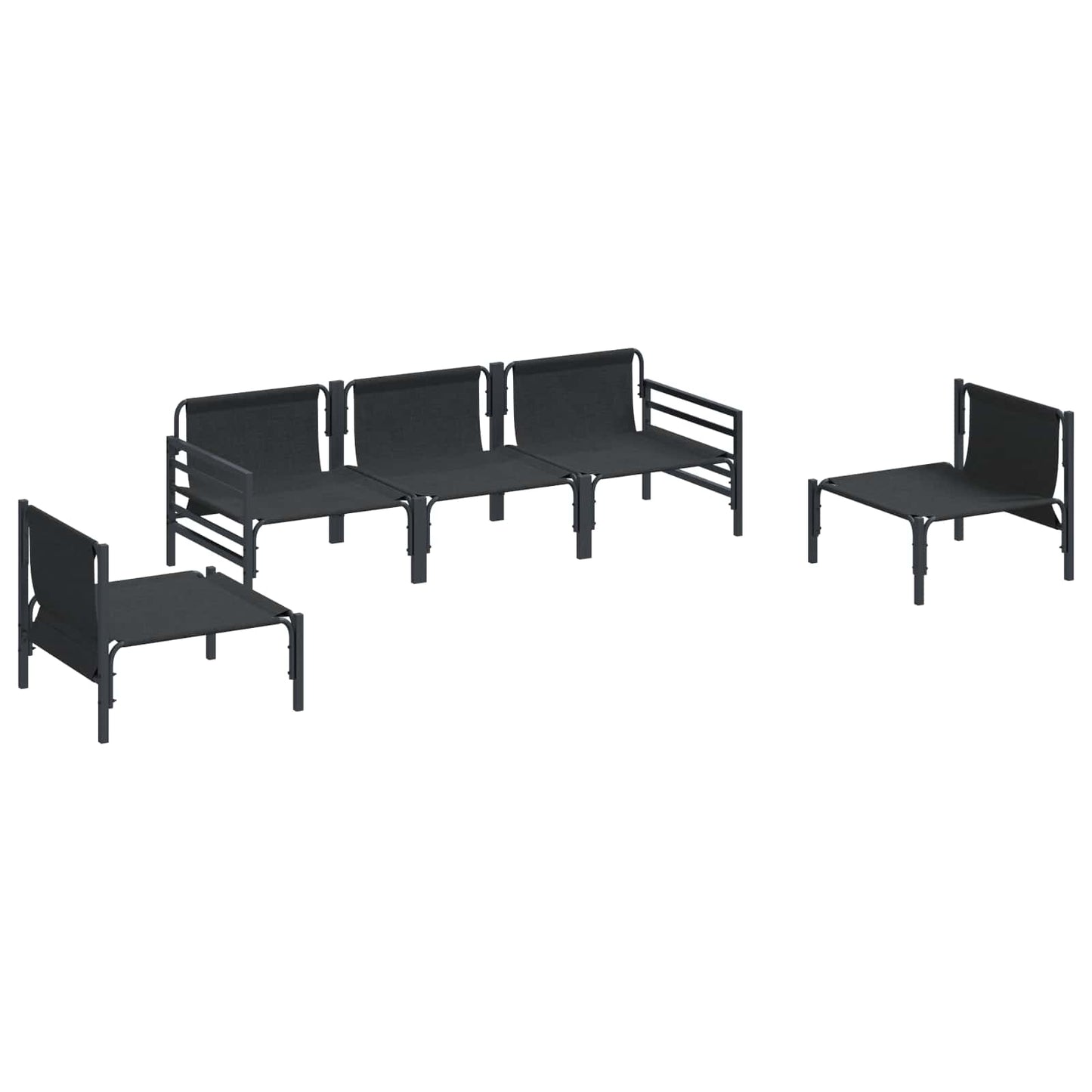 Garden Sofa Set with Cushion 5 pcs Black Steel
