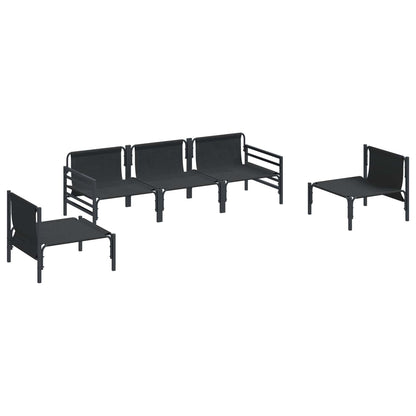 Garden Sofa Set with Cushion 5 pcs Black Steel